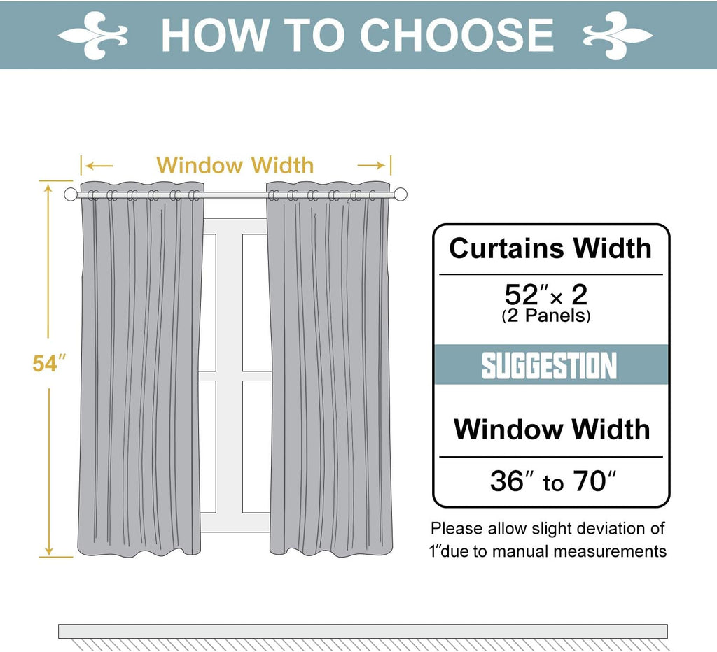ChrisDowa 100% Blackout Curtains for Bedroom with Black Liner, 2 Thick Layers Total Blackout Thermal Insulated Grommet Window Curtains 2 Pa…