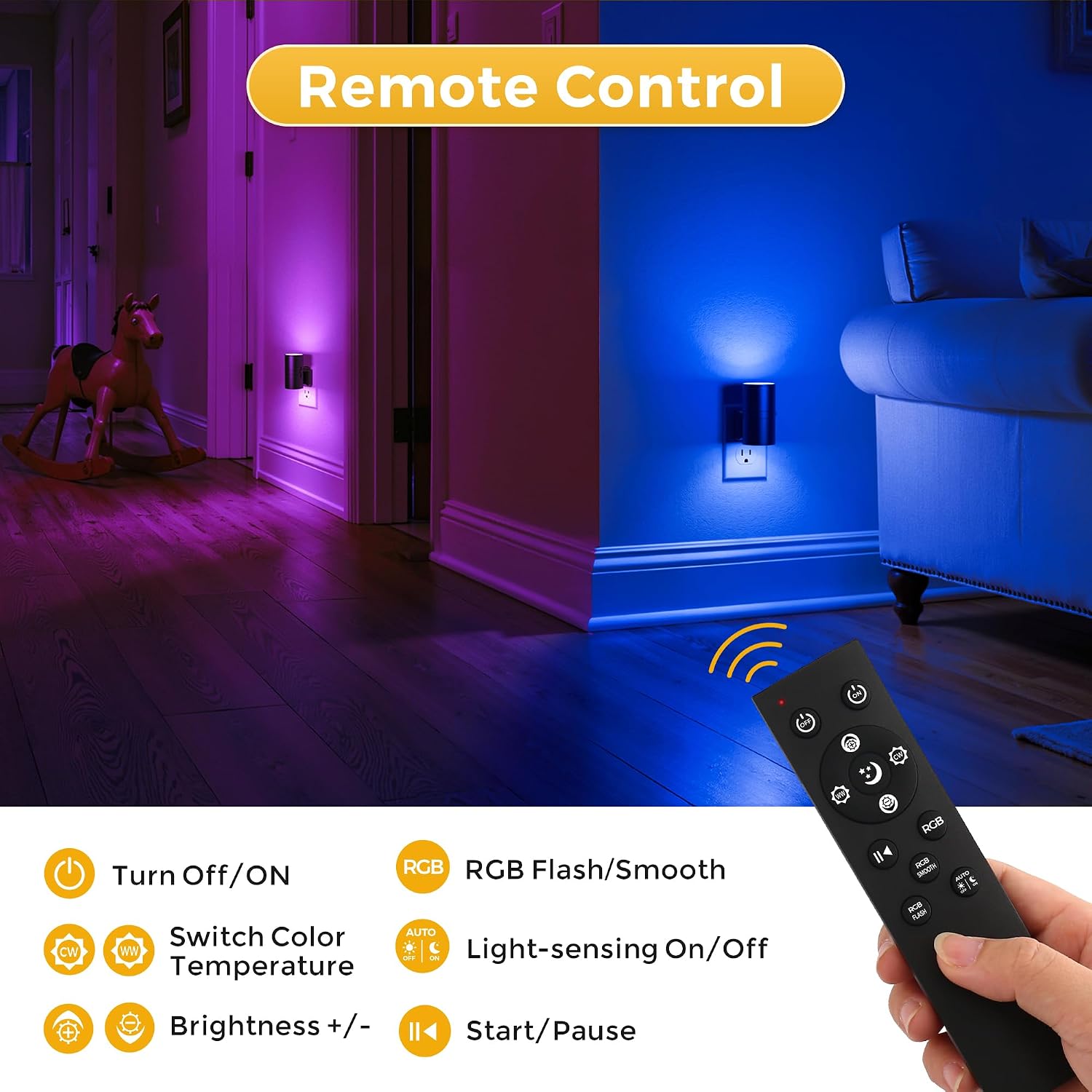 L LOHAS LED Night Light with Remote,[2Pack] Night Lights Plug into Wall, RGB Color Changing Nightlight with Light Sensor, Nightlights for…