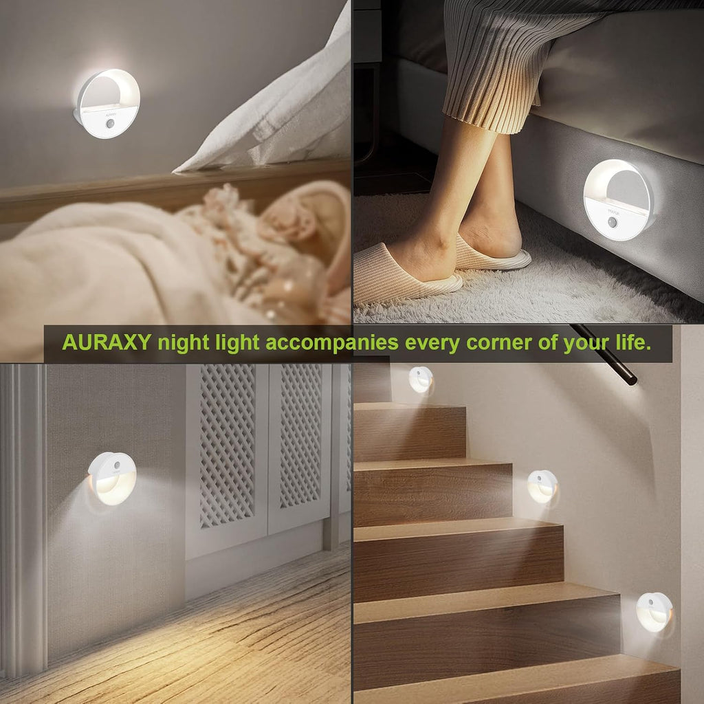 AURAXY Rechargeable Motion Sensor Night Light, Battery Night Lights LED Cool White Magnetic Stick-on Motion Sensored Hallway Light, with…