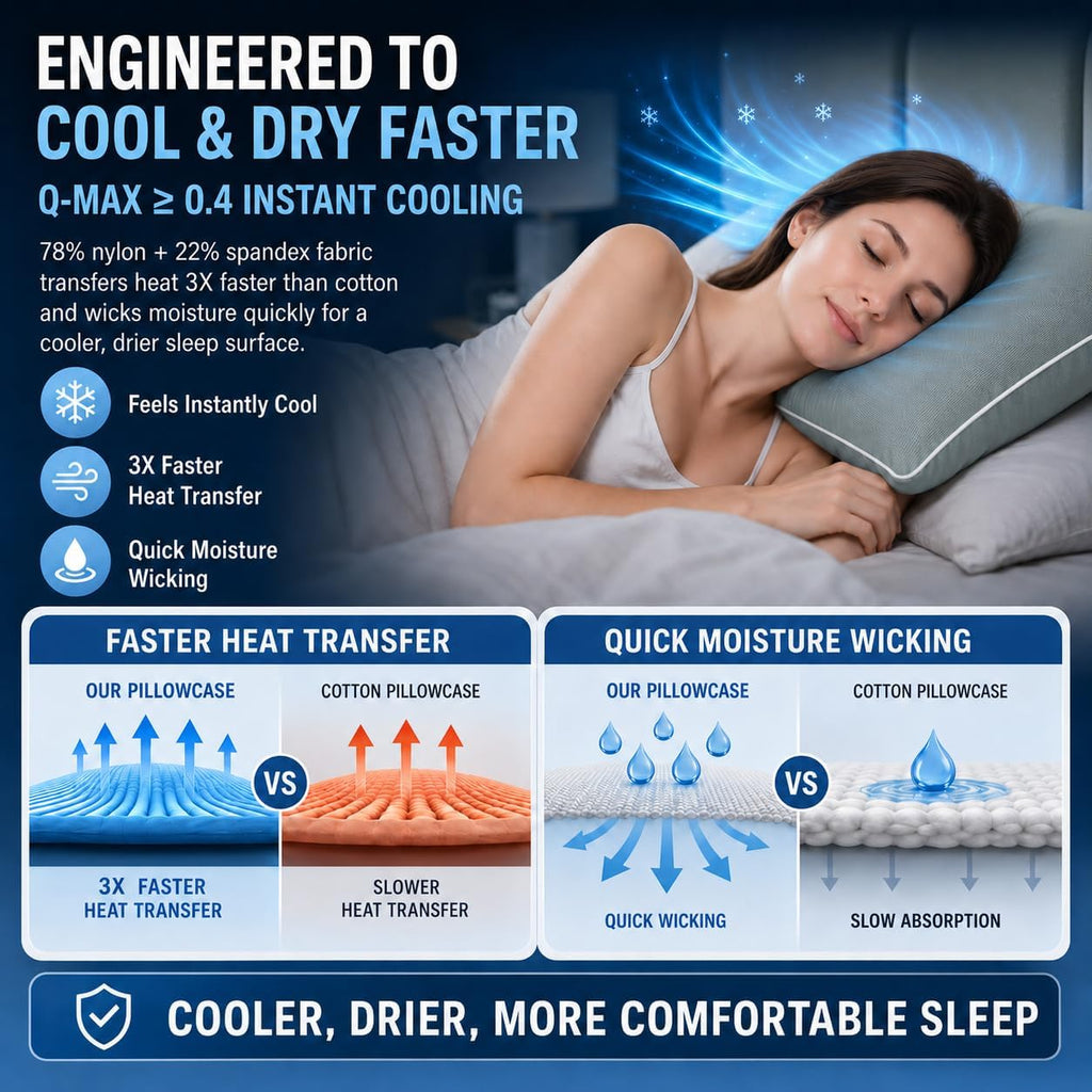 Cieltown Cooling Pillow Cases for Hot-Sleepers: Q-Max ≥0.4 Nylon Spandex Cool-to-Touch for Night Sweats - Waffle Weave for Dry & Com…