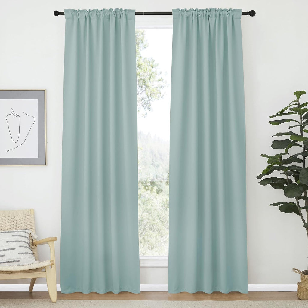 Nicetown Living Room Darkening Curtains - (Aqua Blue Color) W42 x L70, Set of 2, Home Decor Room Darkening Thermal Insulated Drapery Panels…