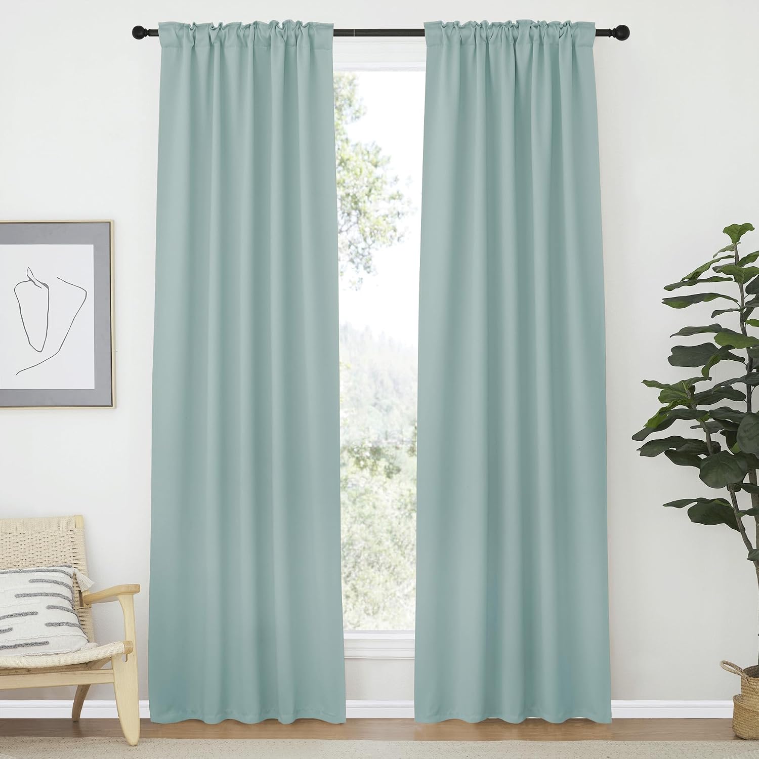 Nicetown Living Room Darkening Curtains - (Aqua Blue Color) W42 x L70, Set of 2, Home Decor Room Darkening Thermal Insulated Drapery Panels…