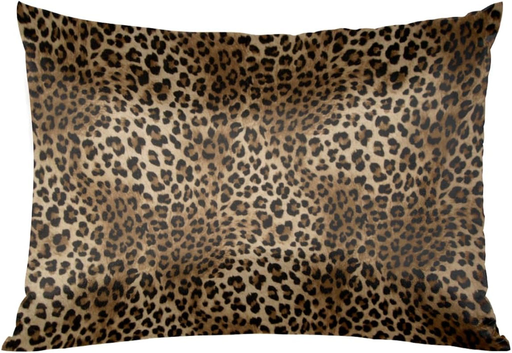 Fashion Leopard Cheetah Satin Silk Pillowcase for Hair and Skin Pillow Cases Standard Size Soft Silk Pillow Case with Envelope Closure…