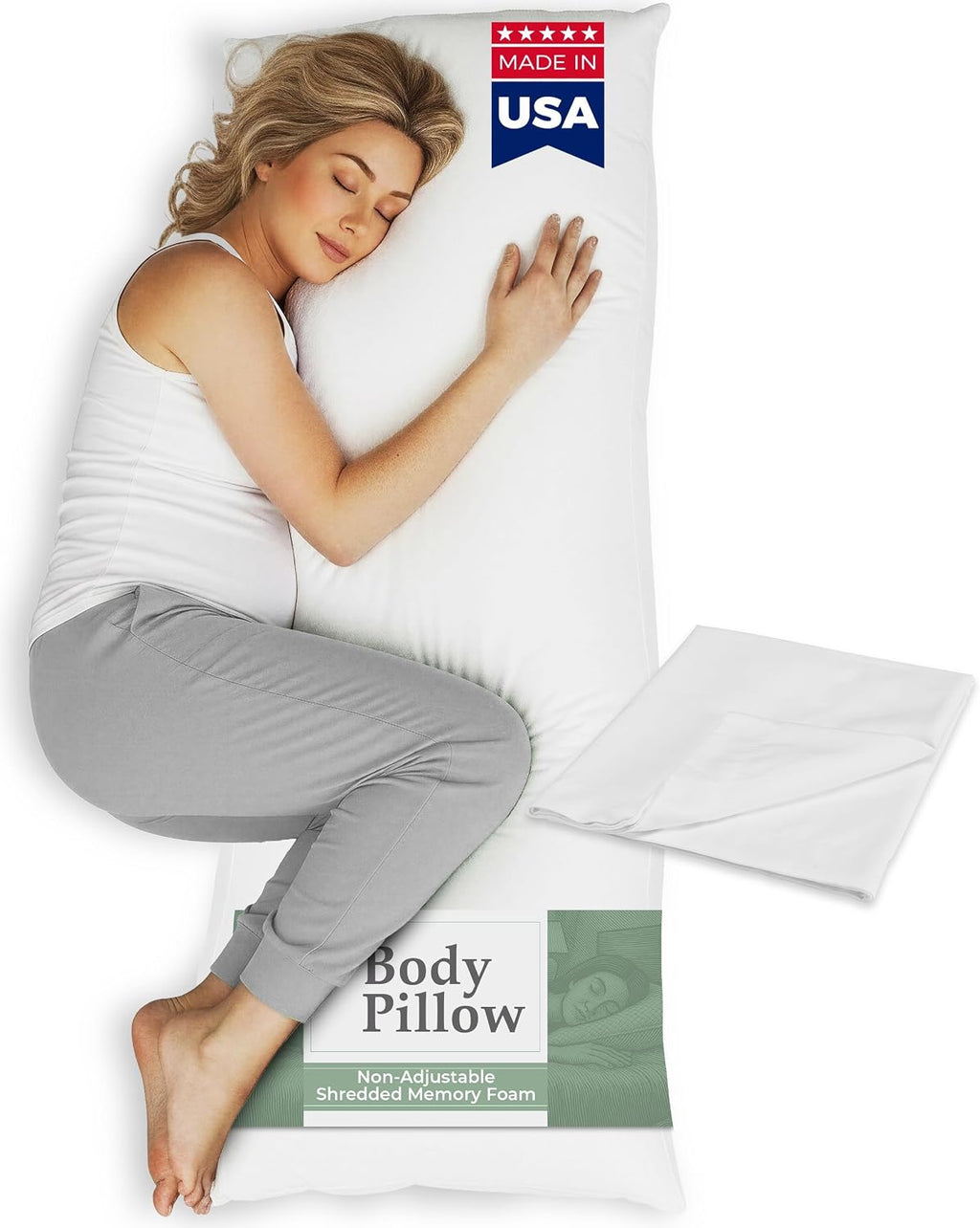 Snuggle-Pedic Body Pillow for Side Sleepers for Adults - Full Body Maternity Pillow Support Legs, Belly & HIPS - Shredded Memory Foam &…