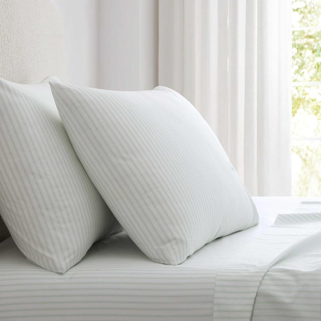 MarthaStewart Martha Stewart - Full Size Sheets Set, Crisp & Tailored Cooling Sheets with a Smooth Cotton Percale Lightweight Feel - Bed Sh…