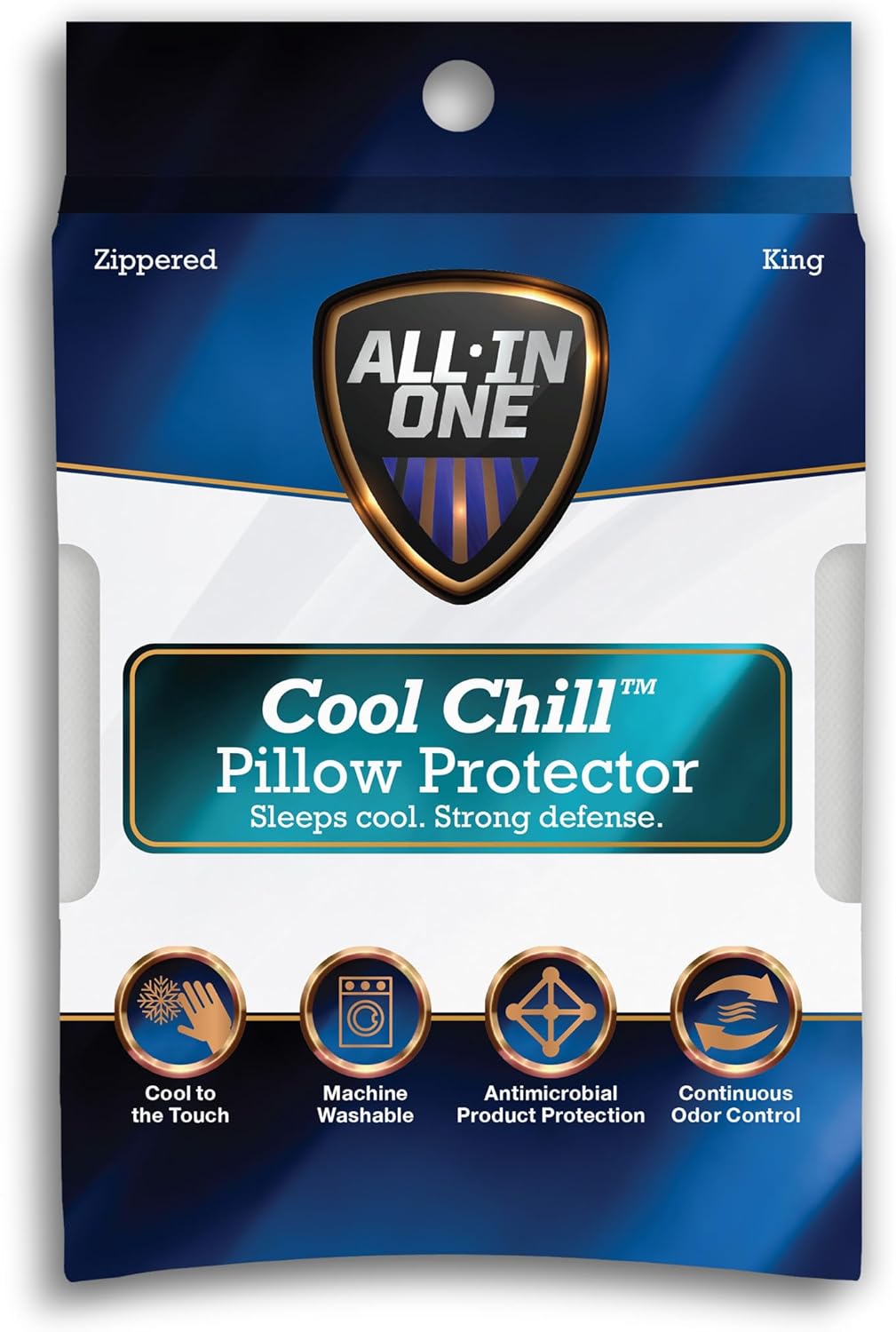 All-in-One Cool Chill King Size Pillow Protectors with Zipper, Set of 2 Soft Cooling Pillow Cases for Hot Sleepers, 20" x 36", White