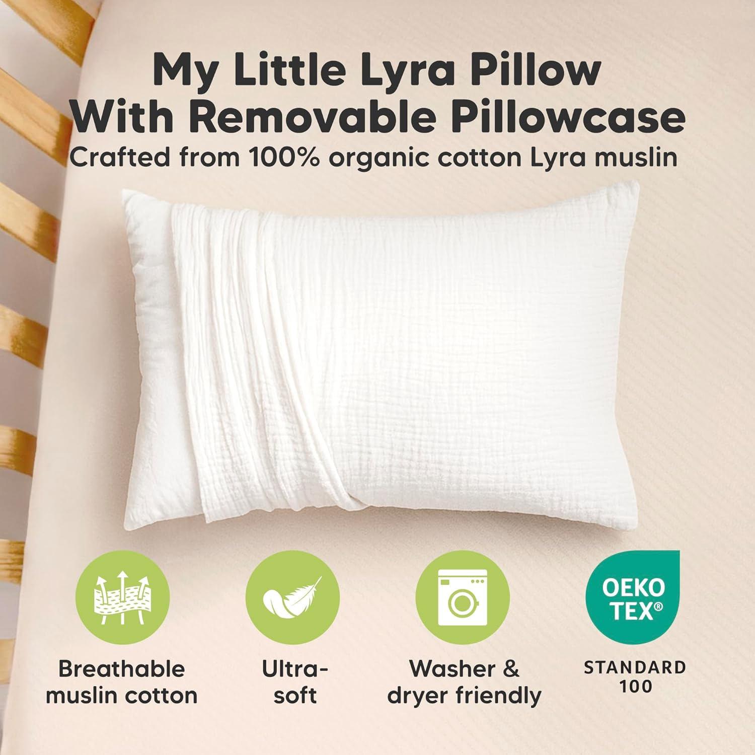KeaBabies Toddler Pillow with Pillowcase – 13x18 Soft, Breathable Organic Cotton Muslin Kids Pillow for Sleeping, Travel, Preschool Nap…