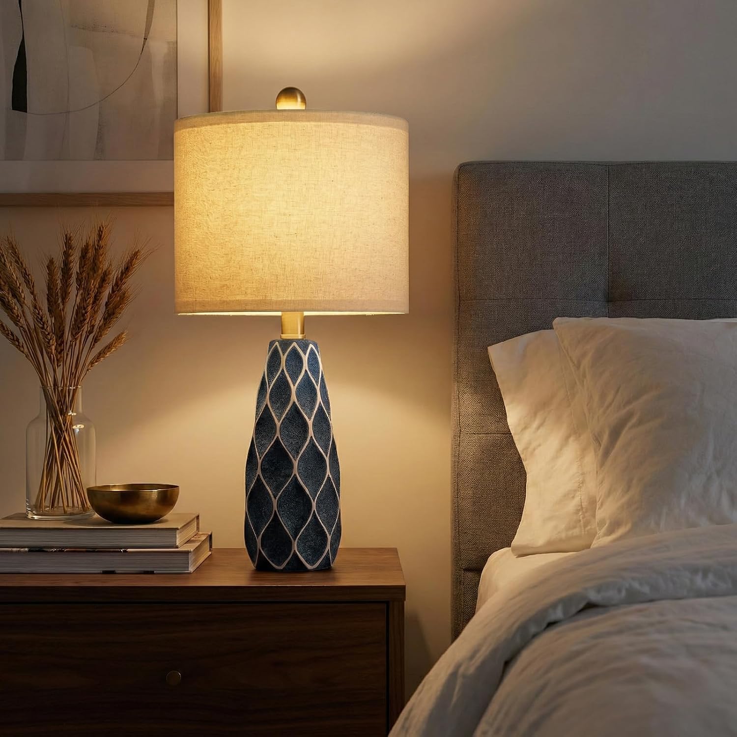 20.75" Small Table Lamps for Living Room Bedroom Lamps Set of 2 Ceramic Modern Boho Bedside Lamps Night Stands Farmhouse Vintage…