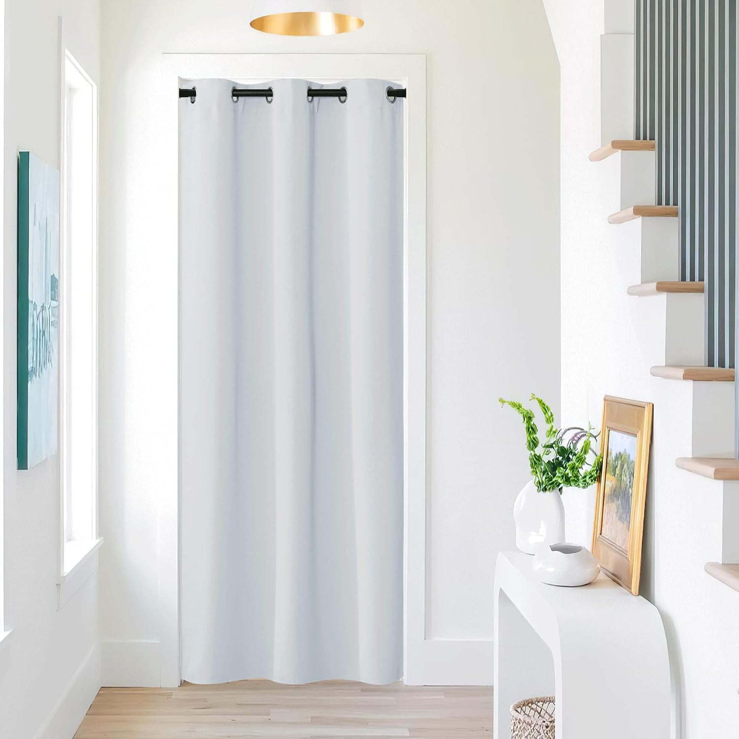 Nicetown Door Curtain 80 inches Length, Room Darkening Privacy Doorway Drape Easy Sliding Grommet Thermal Insulated Curtain for Bedroom Clo…