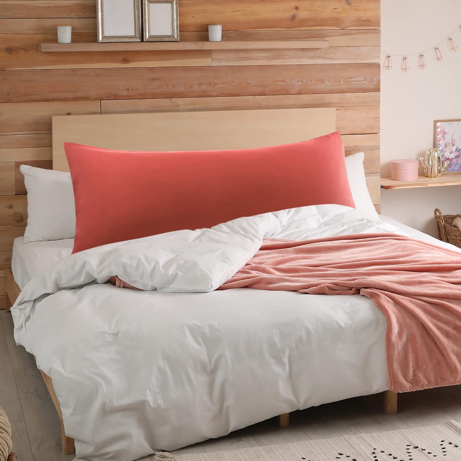 uxcell Soft Microfiber Body Pillow Cover with Zipper Closure, Long Pillow Cases for Body Pillows Weave for 90 GSM Polyester, Orange Body (2…