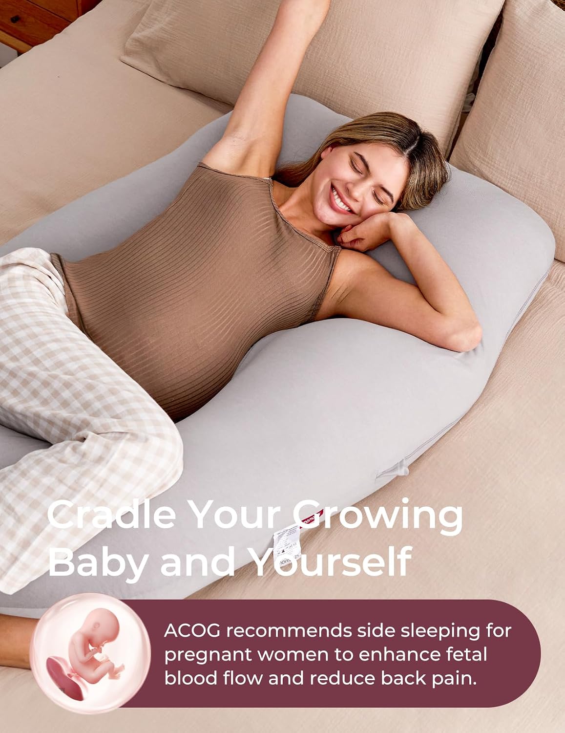 Momcozy Pregnancy Pillows for Sleeping, U Shaped Full Body Pillow for Pregnancy Women with Removable Jersey Cotton Cover, 57 Inch…