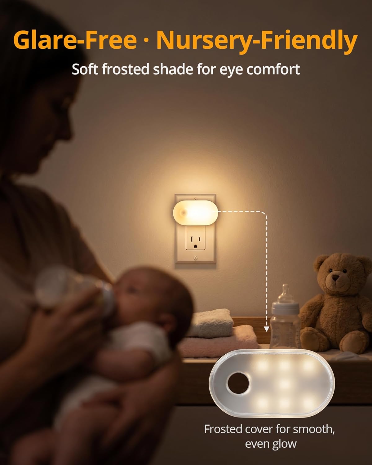 Lyridz Plug in Night Light with Motion Sensor, 120LM Superior Bright Smart Mini LED Nightlight, Warm White with Stepless Adjustable…