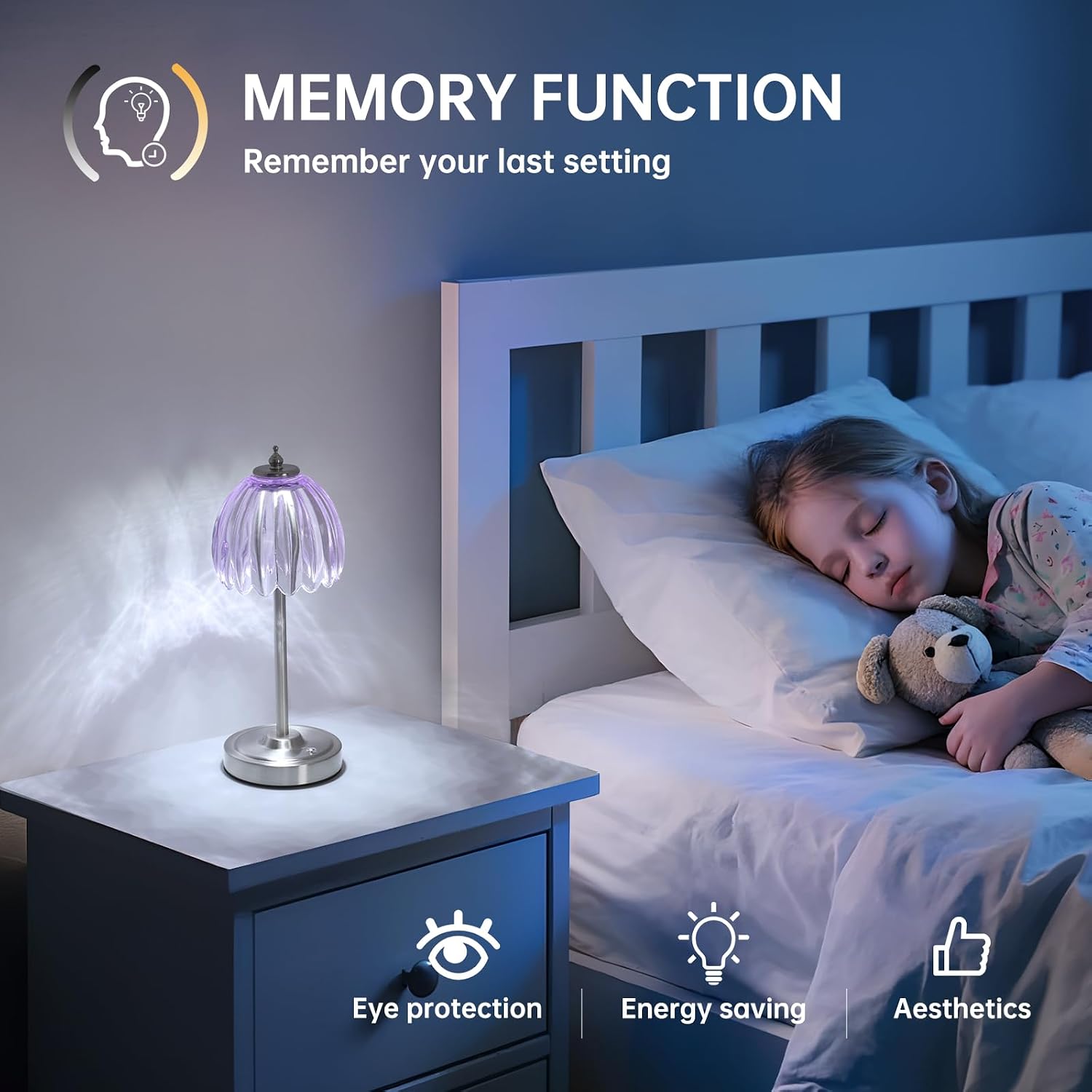 Shenmoyl Tulip Table Lamp with 5200mAh Battery & Touch Control, Cordless Small Table Lamp with 3 Colors, Dimmable Rechargeable Table…