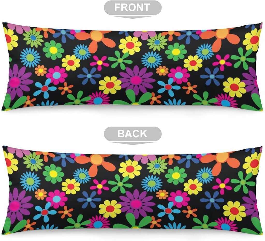 Body Pillow Cover Pattern Printed Body Pillowcase Hippie Flowers Seamless Repeating Pattern Decorative Rectangle Long Pillow Cases…