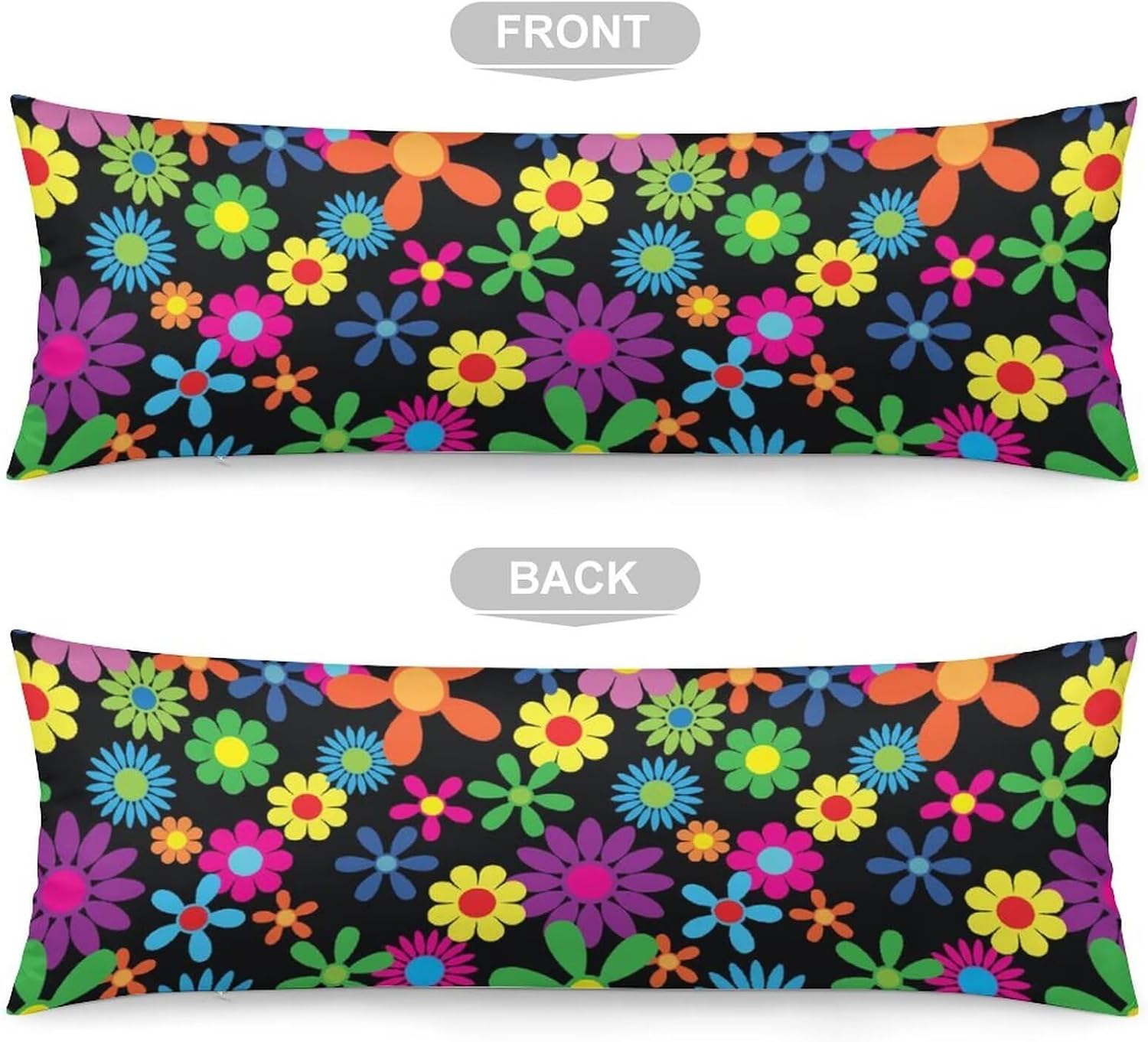 Body Pillow Cover Pattern Printed Body Pillowcase Hippie Flowers Seamless Repeating Pattern Decorative Rectangle Long Pillow Cases…