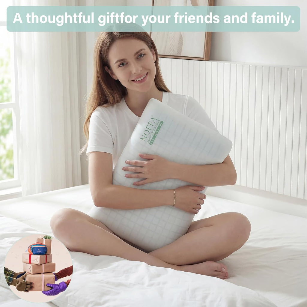 Cooling Memory Foam Pillow, Bed Pillow, Medium Soft Feel Neck Pillow for Sleeping, Memory Foam Pillows for Sleeping Side, Back & Stomach…