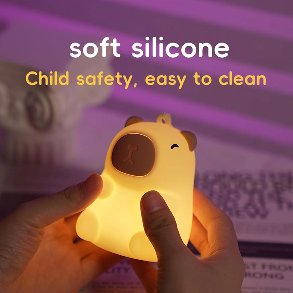 Mini Capybara Night Light, 7 Colors Dimmable Bedside Lamp, Touch Control Night Lamp, Used for Camping Party Room Decor (Mini Capybara)