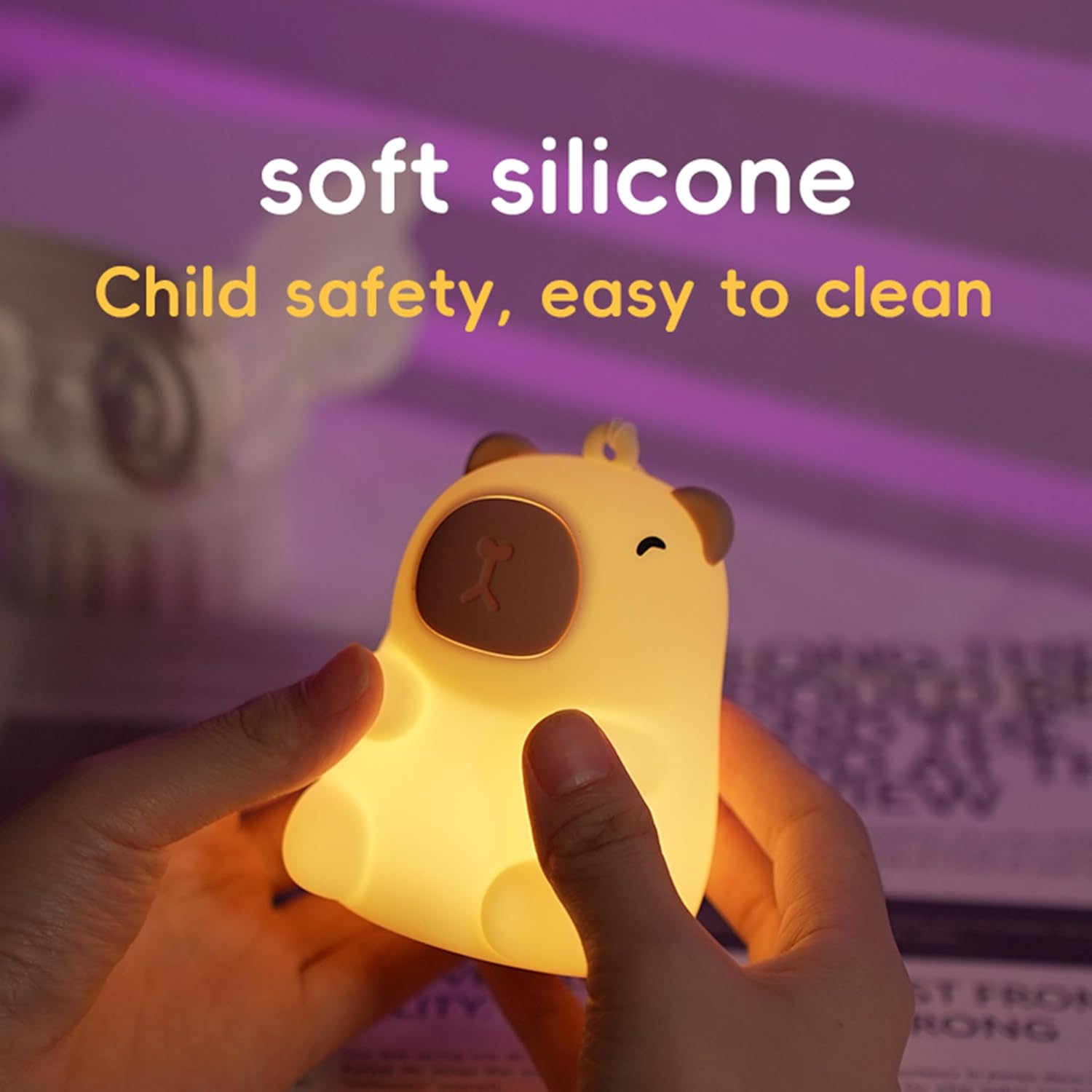Mini Capybara Night Light, 7 Colors Dimmable Bedside Lamp, Touch Control Night Lamp, Used for Camping Party Room Decor (Mini Capybara)