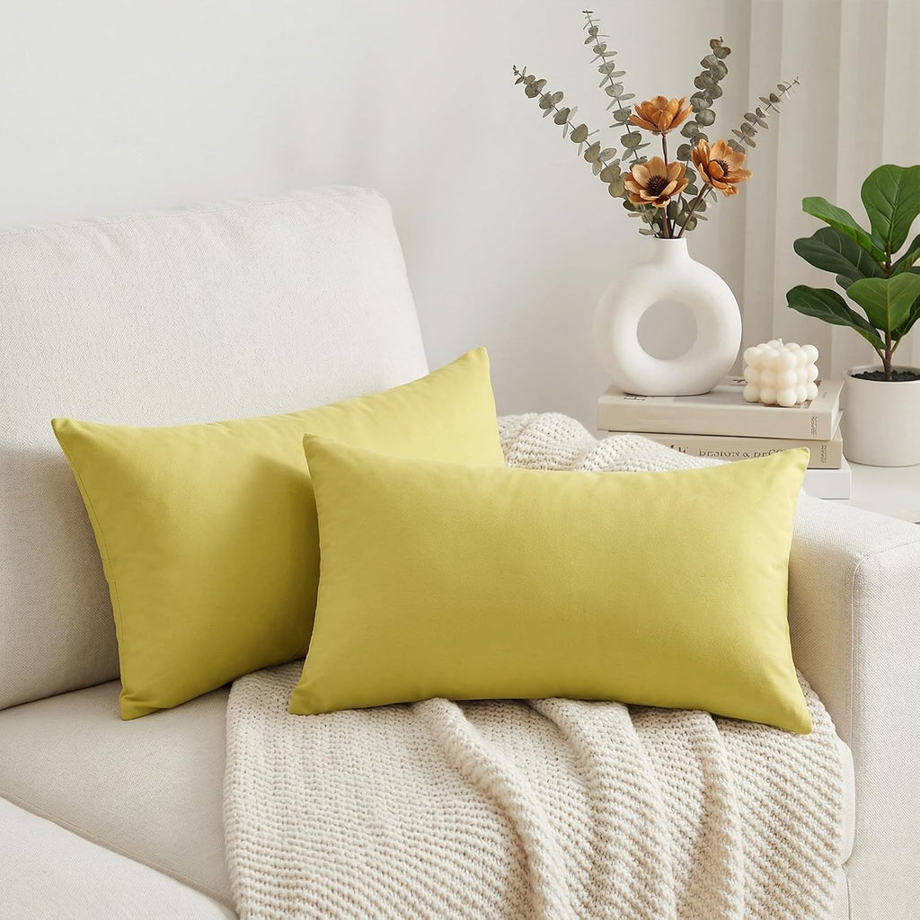 Thmyo 4-Pack 100% Cotton Lumbar Comfortable Solid Decorative Throw Pillow Case Rectangle Cushion Cover Pillowcase DIY Throw Pillowcase(12x2…