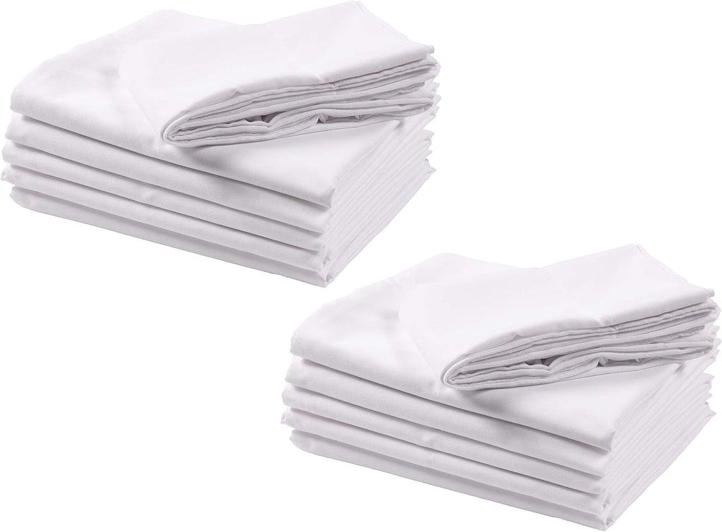 KAF Home Brushed Microfiber Pillow Cases Bulk Pack, Control Allergies and Ensure Sound Sleep, Set of 12 (White, Queen)