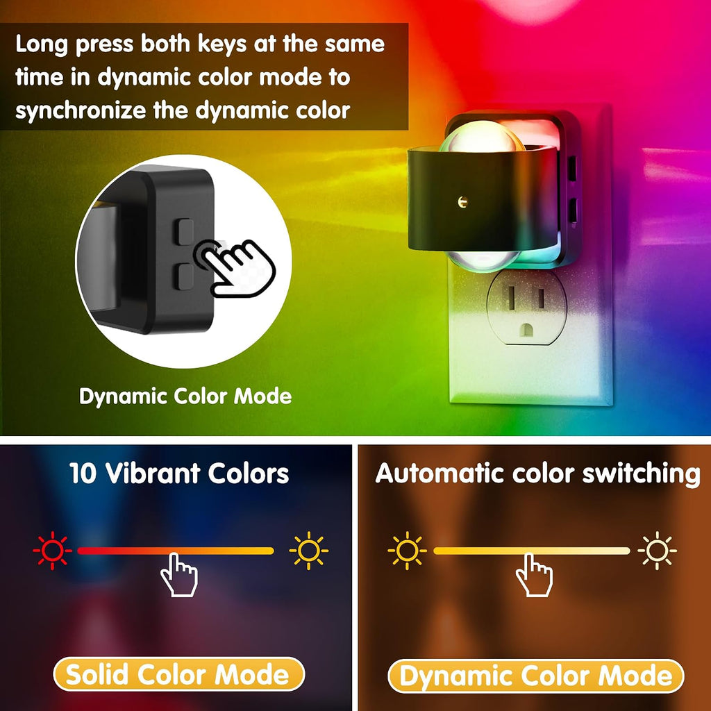 L LOHAS LED Night Light Projector, Color Changing Night Light Plug into Wall, Dusk to Dawn Sensor, Rotating Nightlight, RGB Ambient…