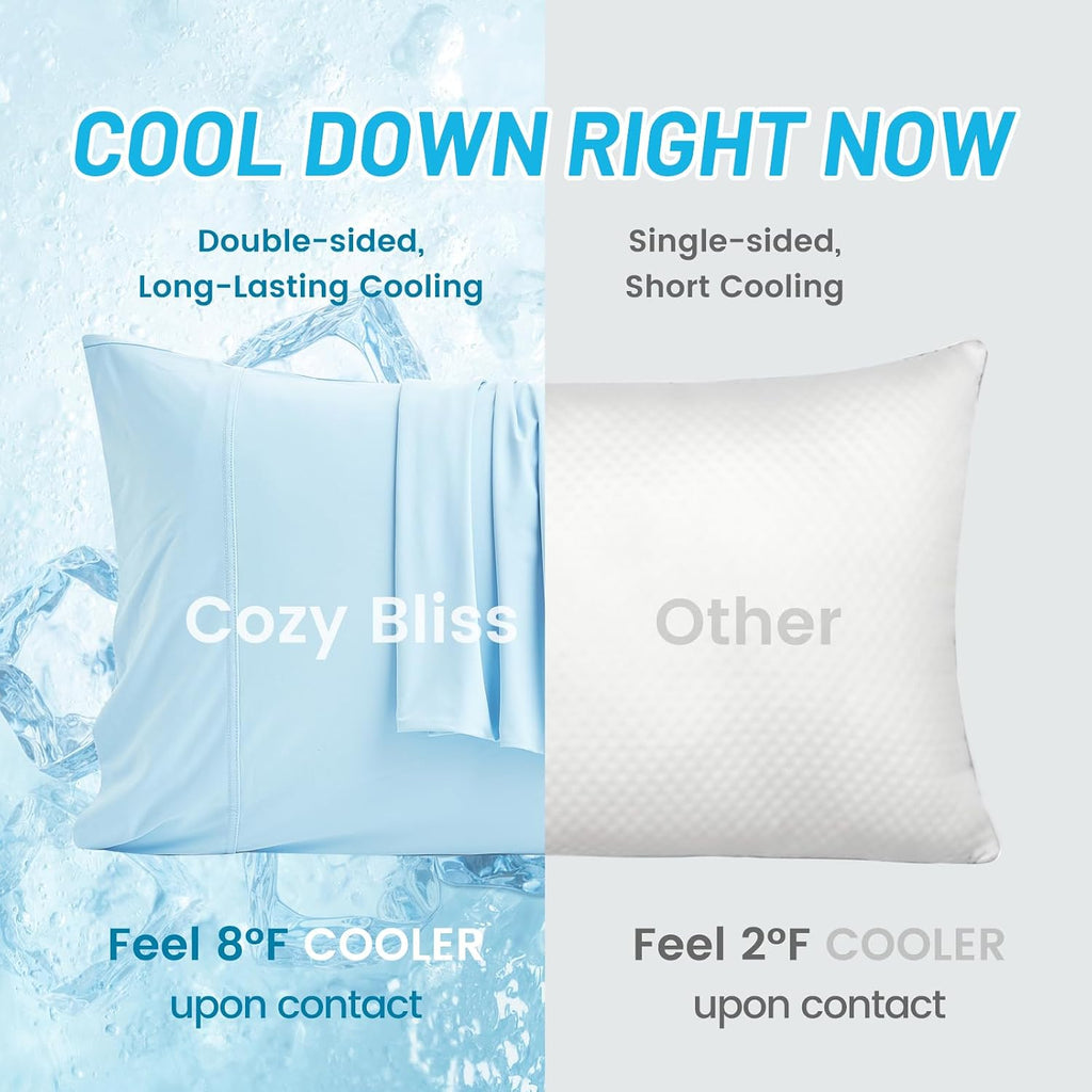 CozyBliss Cozy Bliss 2pcs Cooling Pillow Cases Set for Hot Sleepers & Night Sweats, Q-Max 0.5 Silky Wrinkle-Free Pillow Covers with Envelop…