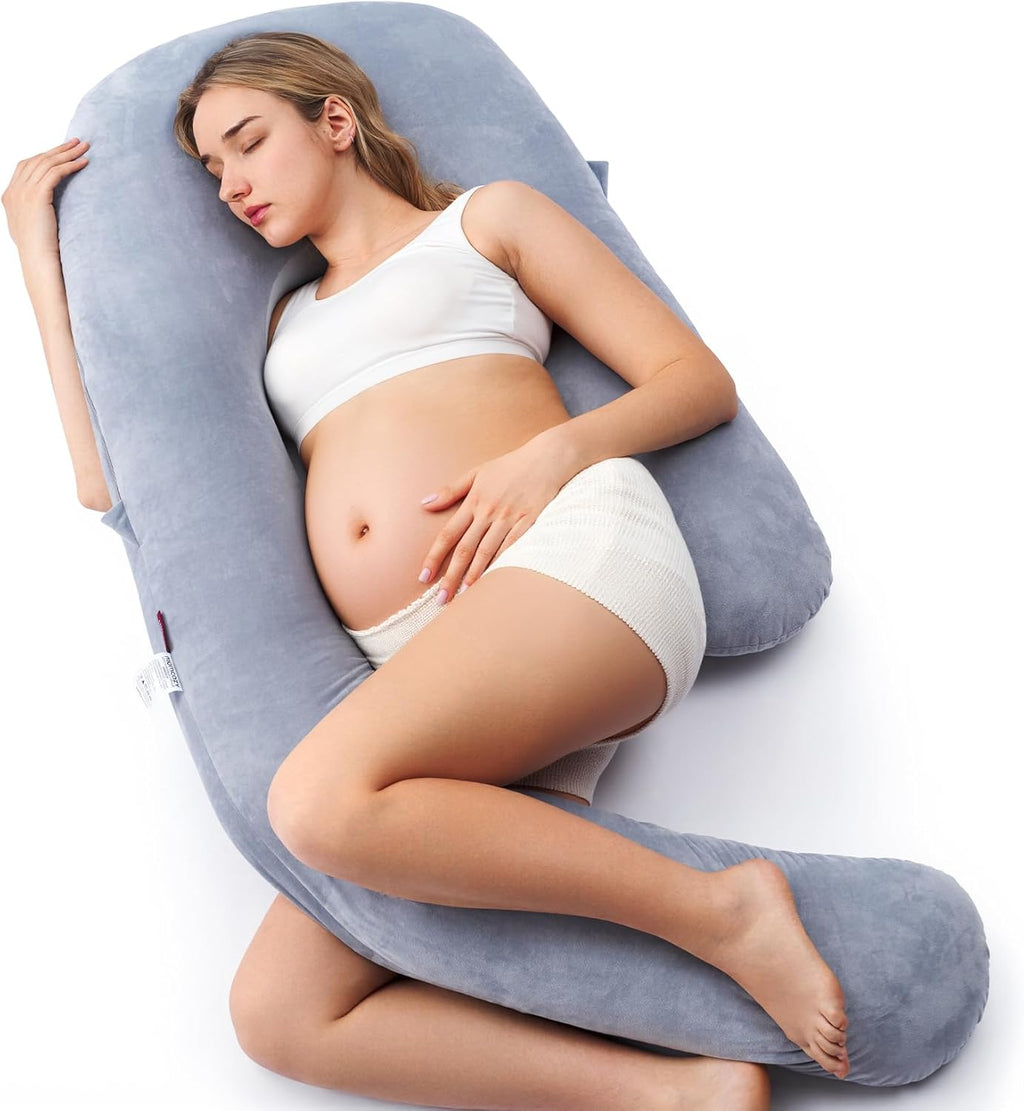 Momcozy Pregnancy Pillow for Sleeping, Dreamlign U Pro Maternity Pillow with Adjustable Leg Pillow, Removable Cover - Support for Back, Hip…