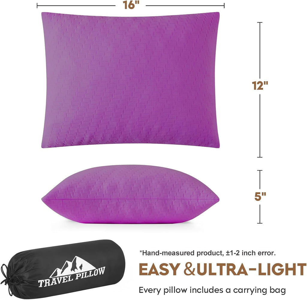Small Shredded Memory Foam Pillow, Camping Pillow Travel Pillow - Compressible Medium Firm, Breathable Cover, Ideal Backpacking Hiking…