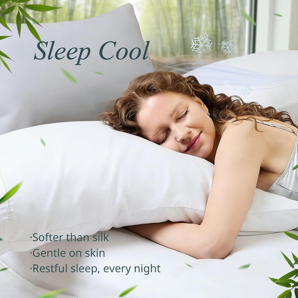 Krimano Queen Pillow Cases, Derived from Bamboo Viscose, Cooling Pillowcases, Breathable & Wicking Pillow Covers for Hot Sleepers, Envelope…
