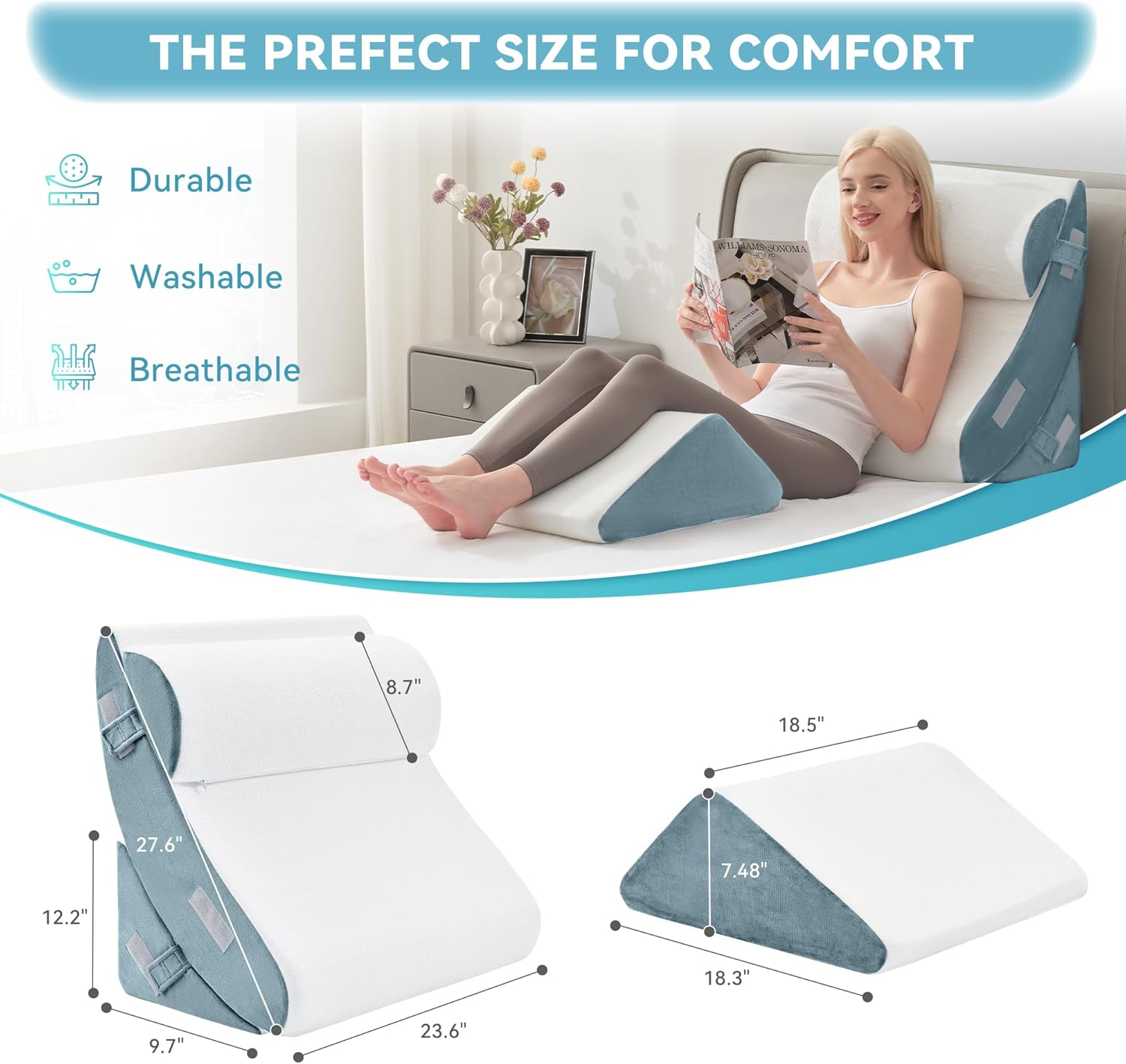 KINGFUN-Anexcitingoption Kingfun 4PCS Orthopedic Bed Wedge Pillow Set for After Surgery, Memory Foam Support Pillow for Back, Neck and Leg…