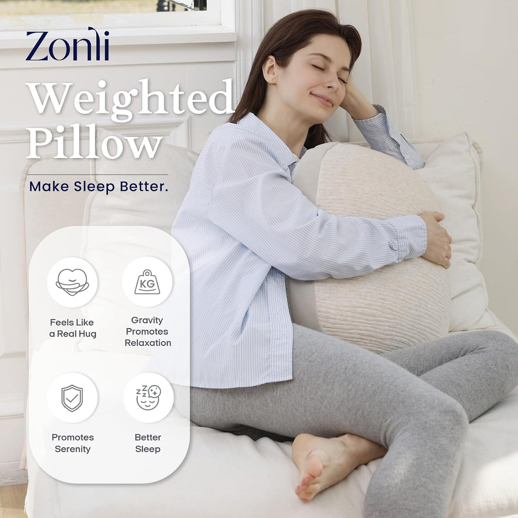 ZonLi Weighted Pillow for Adults 6.5Lbs, Washable Hug Pillow Get Better Sleep, Detachable Sensory Body Weighted Pillows, Memory Foam Bed…