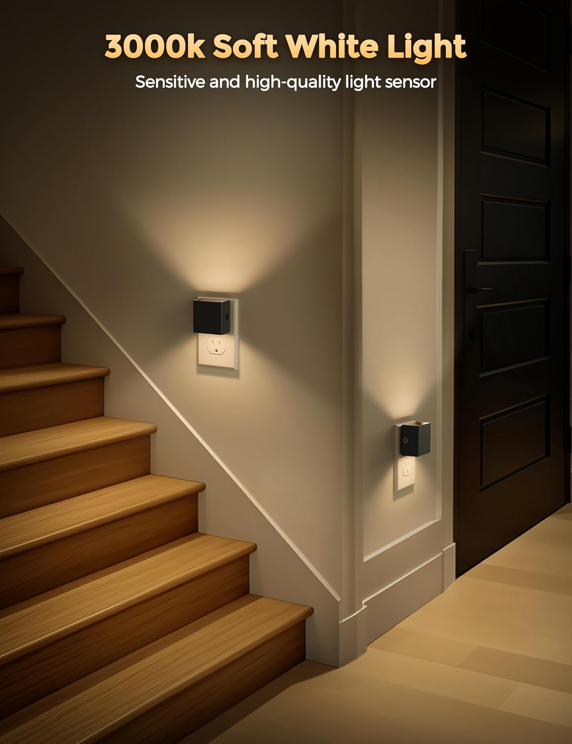 DORESshop LED Night Lights Plug into Wall [4 Pack], Plug in Nightlight, 3 Level Brightness Adjustable Night Light, Dusk to Dawn Sensor…