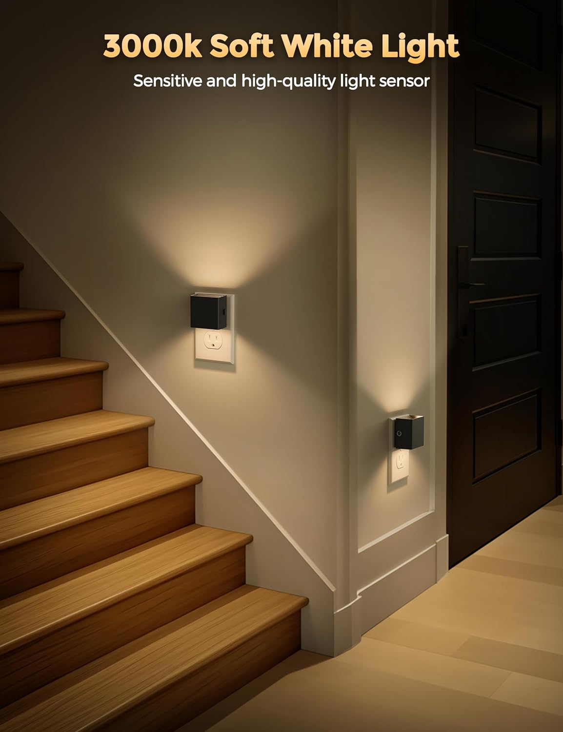 DORESshop LED Night Lights Plug into Wall [2 Pack], Plug in Nightlight, 3 Level Brightness Adjustable Night Light, Dusk to Dawn Sensor…
