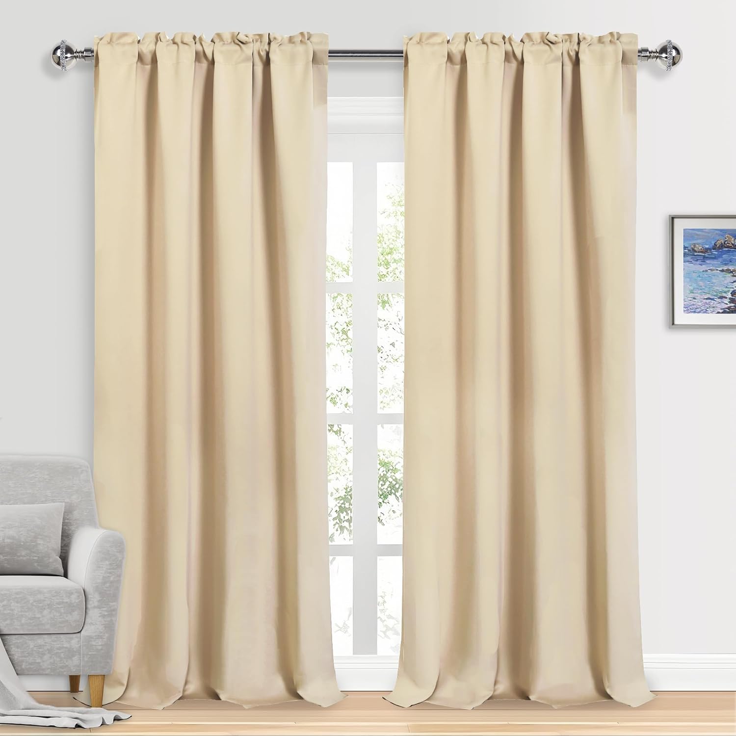 Dwcn Blackout Curtains for Bedroom – Rod Pocket Thermal Insulated Noise Reducing Noise Reducing Drapes for Living Room, W 52 x L 95 Inch, 2…