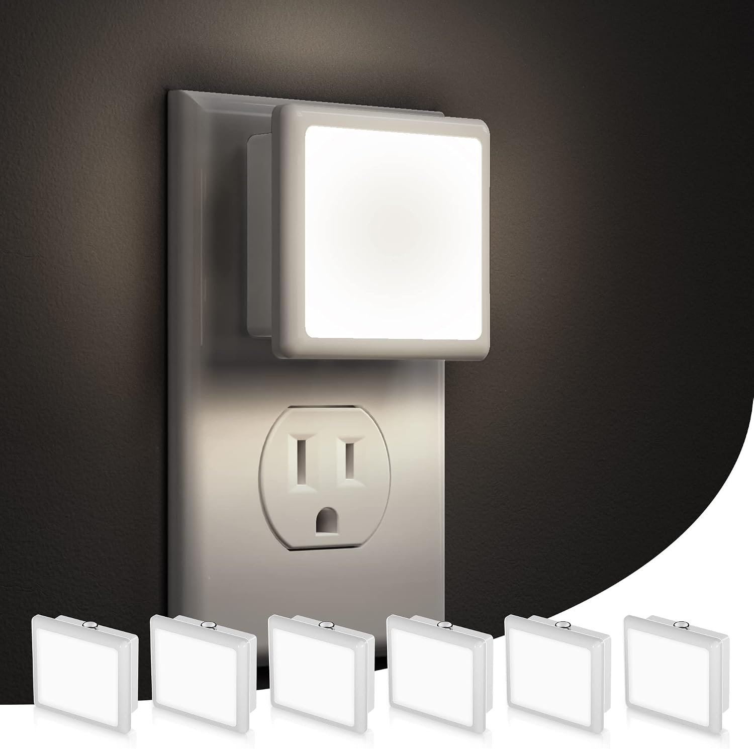 L LOHAS LED Night Lights Plug into Wall, [6-Pack] Plug in Night Light, Dusk-to-Dawn Sensor, 5000K Daylight 0.3W Bright Nightlight…