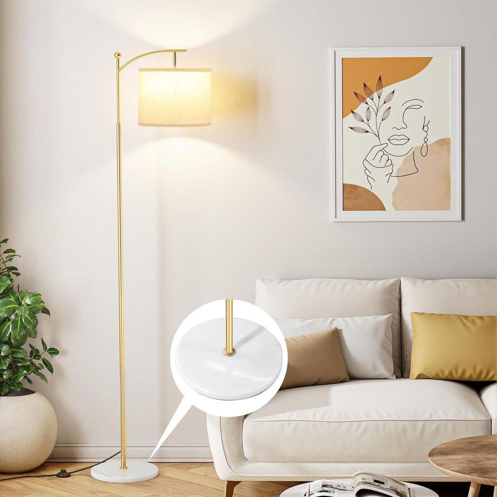 Ambimall 60" Floor Lamp for Living Room with 3 Color Temperatures, Gold Standing Lamp with White Marble Base, Modern Tall Lamp for…