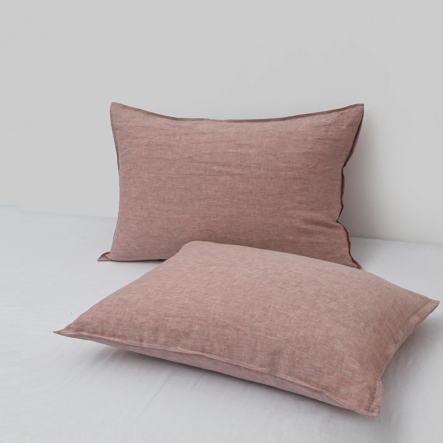 Chuffed Linen Pillow Cases 2 Pack 100% Linen Standard Pillowcases, Breathable and Cooling Washed Pillow Shams with Zipper Closure, 20x26 In…