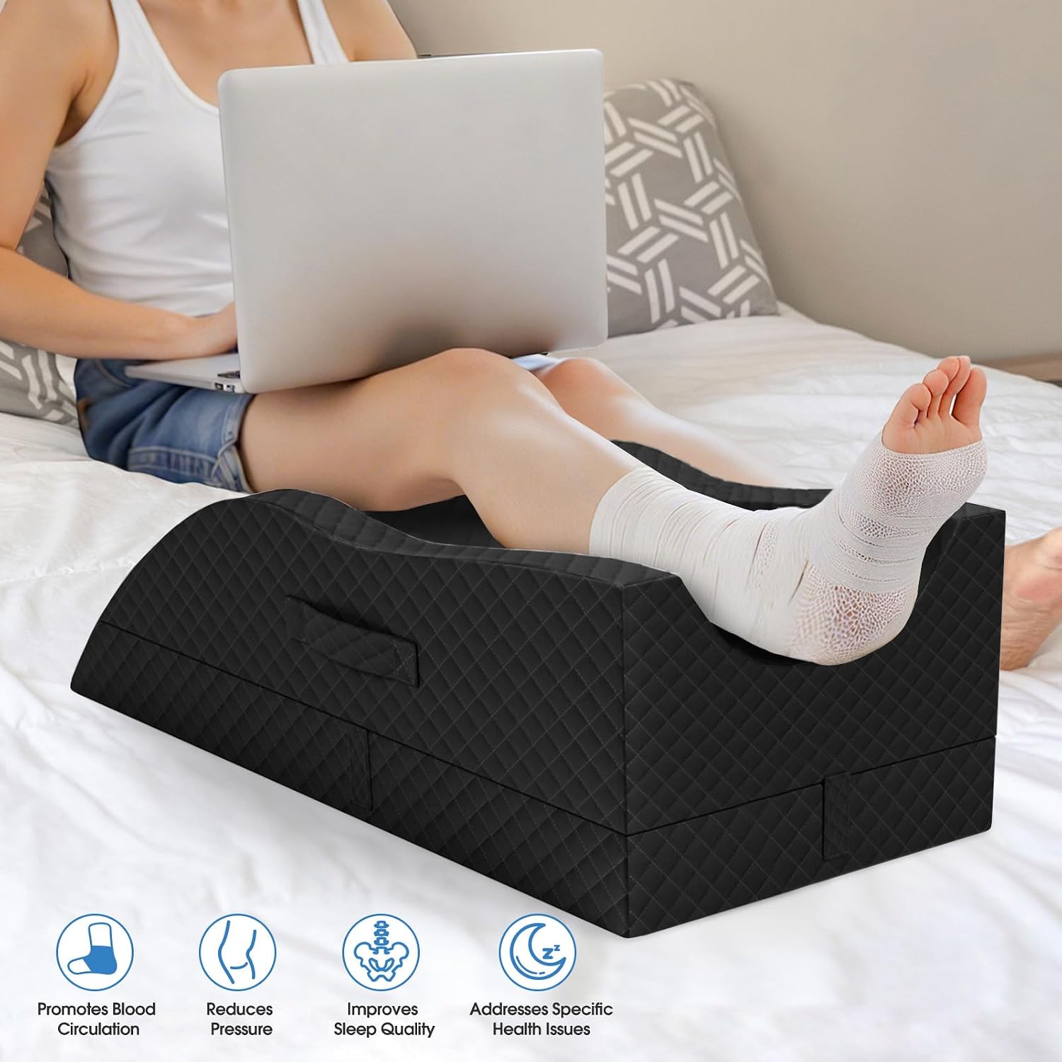 TranquilRelax TranquilRelax Elevation Pillows for Leg After Surgery, Memory Foam Adjustable Wedge Pillow for Injury or Rest, Ankle P…