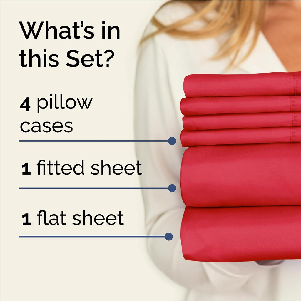 Full 6 Piece Sheet Set - Comfy, Breathable & Cooling - Soft Hotel Luxury Bedding for Women, Men, Kids, Teens & Children - 1 Flat & 1…