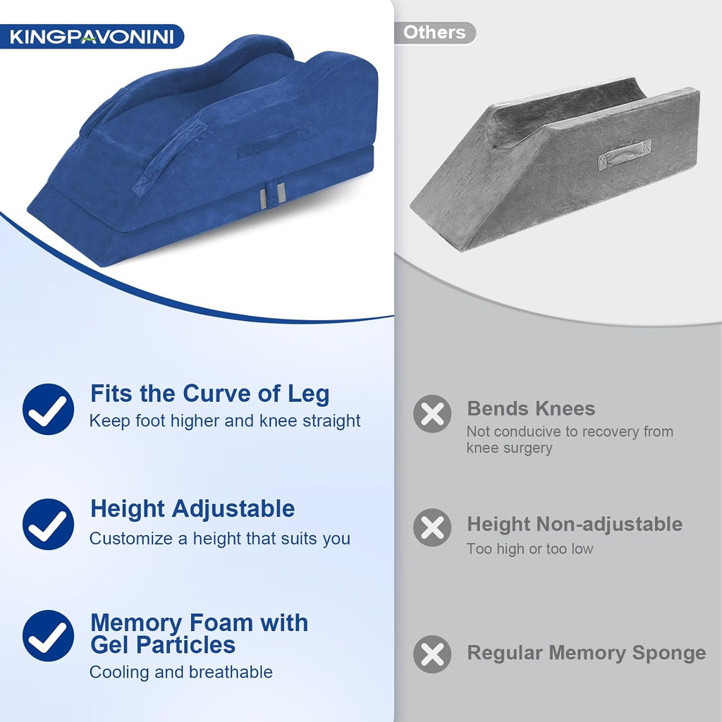 KingPavonini Adjustable Leg Elevation Pillows for After Surgery, Ergonomic Curve Keeps Knee Straight, Memory Foam Leg Pillow Elevation for…