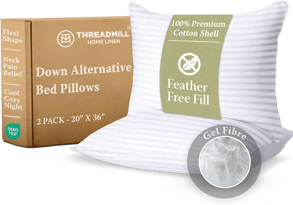 Threadmill Soft Bed Pillows King Size Set of 2 | Down Alternative Cooling Soft Pillows for Sleeping | 20 x 36 Hotel, King Size Pillows 2…