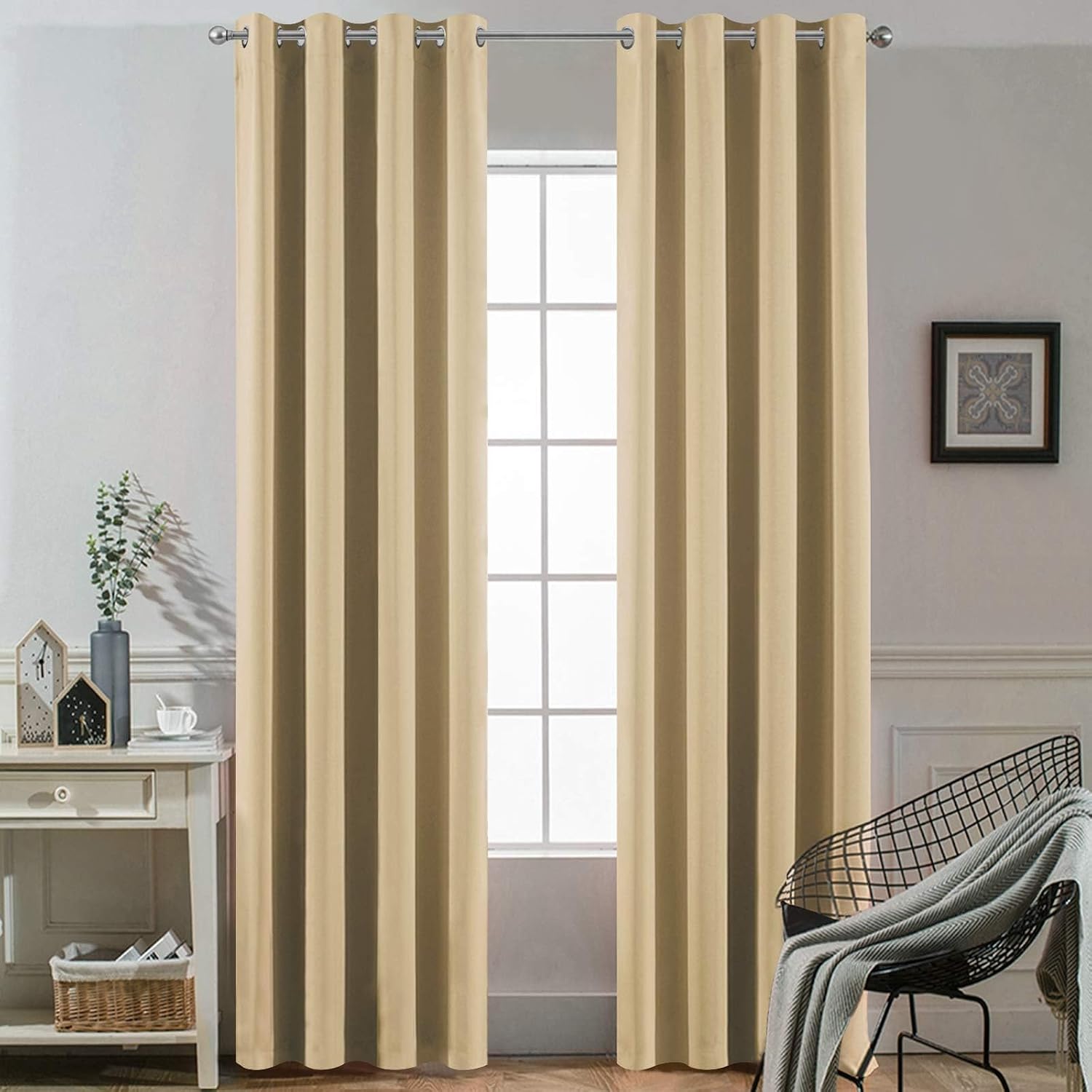 Yakamok Thermal Insulated Grommet Blackout Draperies/Drapes for Bedroom Window, Room Darkening Curtain Panels (2 Panels, W52 x L108 -Inch…