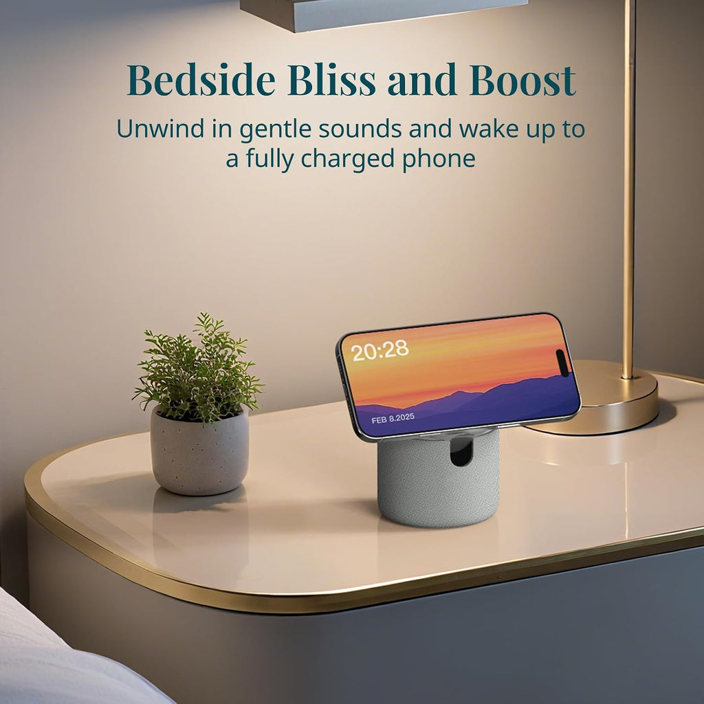 ANJANK White Noise Sound Machine with Wireless Charger Stand, 20 Soothing Sleep Sounds, 32-Levels Volume, Auto-Off Timer, Magnetic…