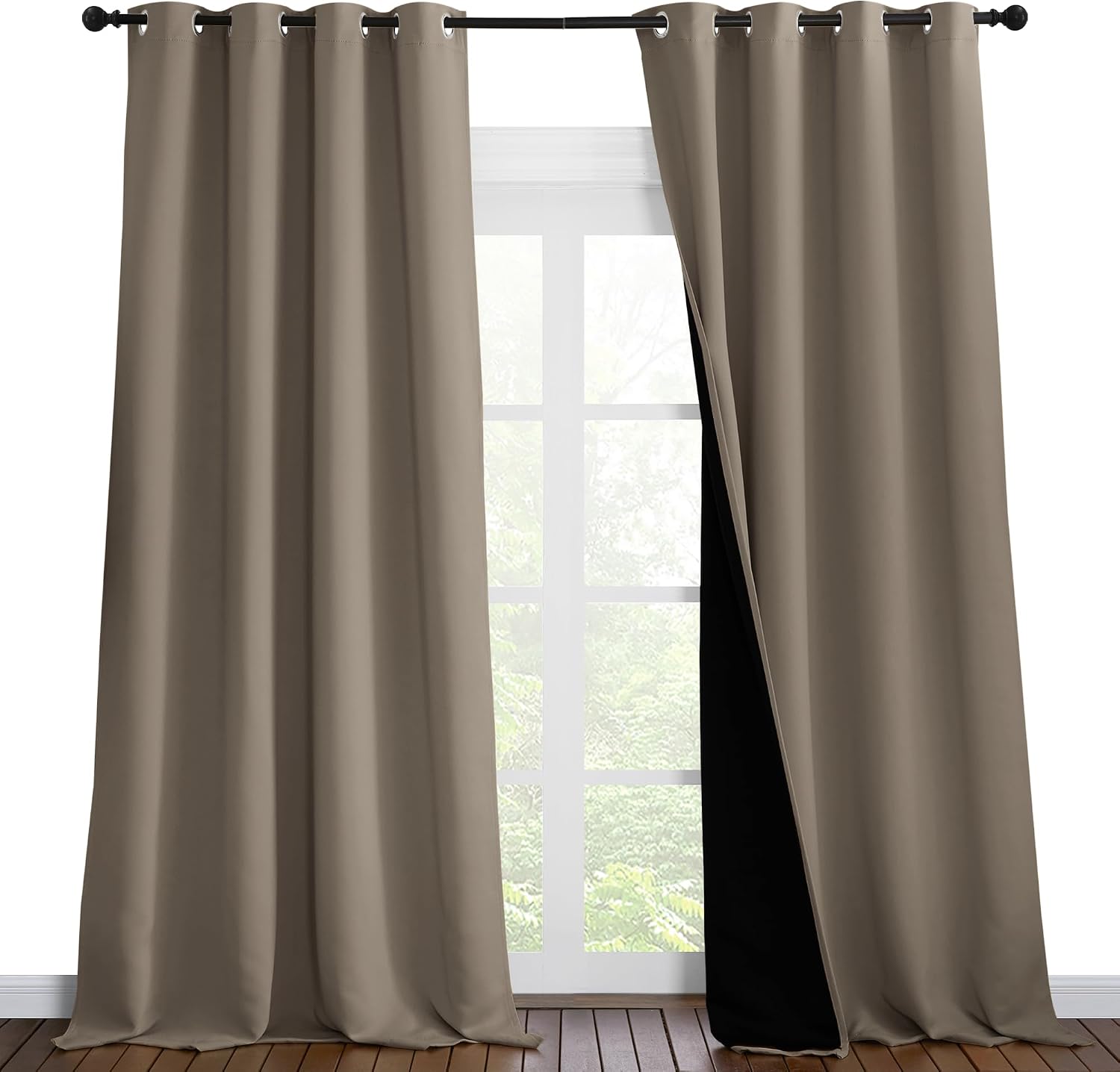 Nicetown 100% Blackout Blinds, Laundry Room Decor Window Treatment Curtains for Large Patio Sliding Door, Thermal Insulated Taupe Curtains…