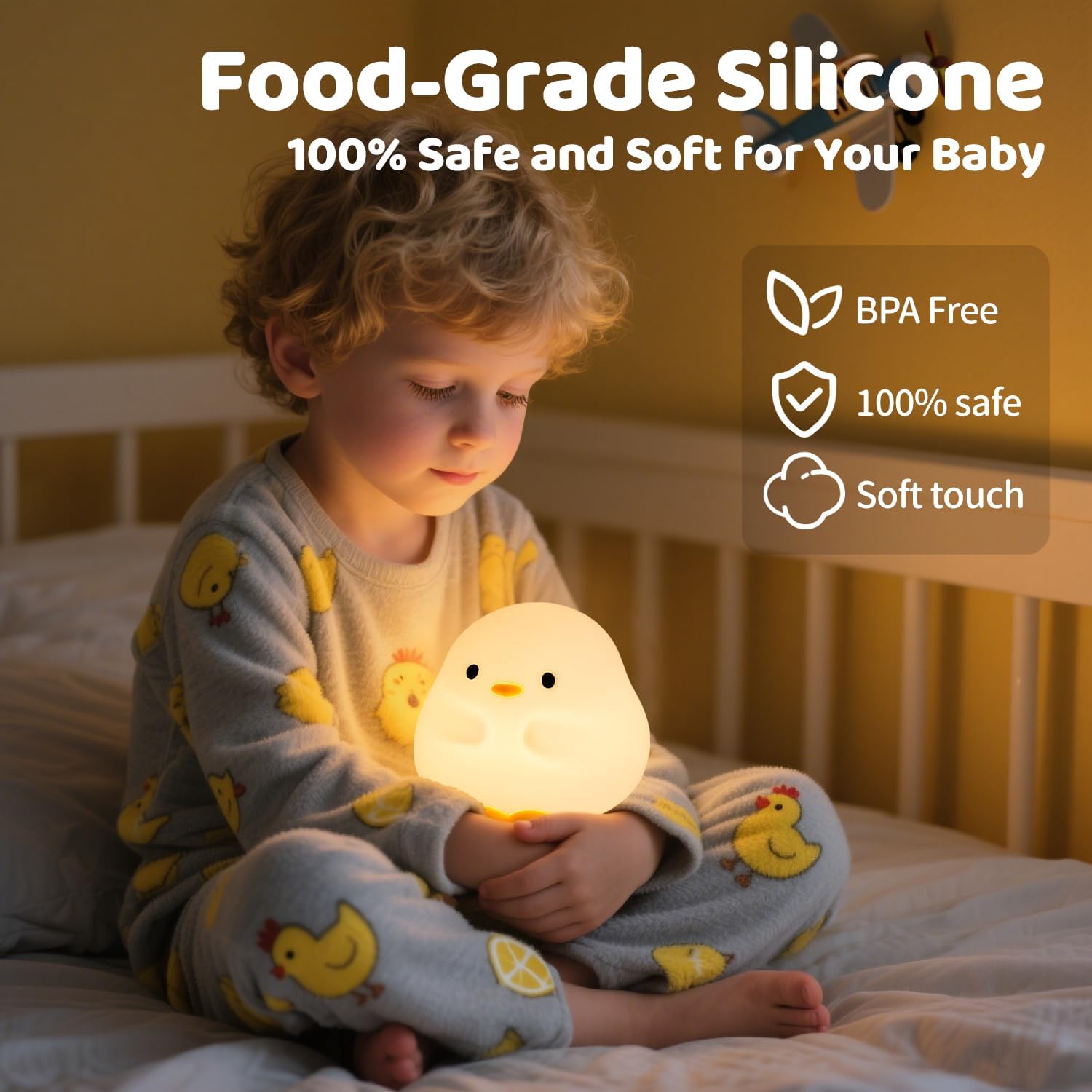 Rytinazzz Duck Night Light, Color Changing Mode & 50-Hour Battery, Squishy Silicone Lamp for Kids Room, USB Rechargeable with Timer…