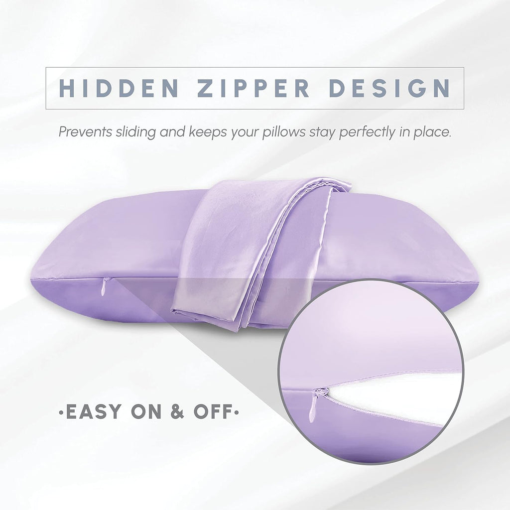 Elegantcomfort Elegant Comfort 6-Pack Cooling Viscose Satin Pillowcase Set with Hidden Zipper Closure, Silky Smooth for Hair and fabric…