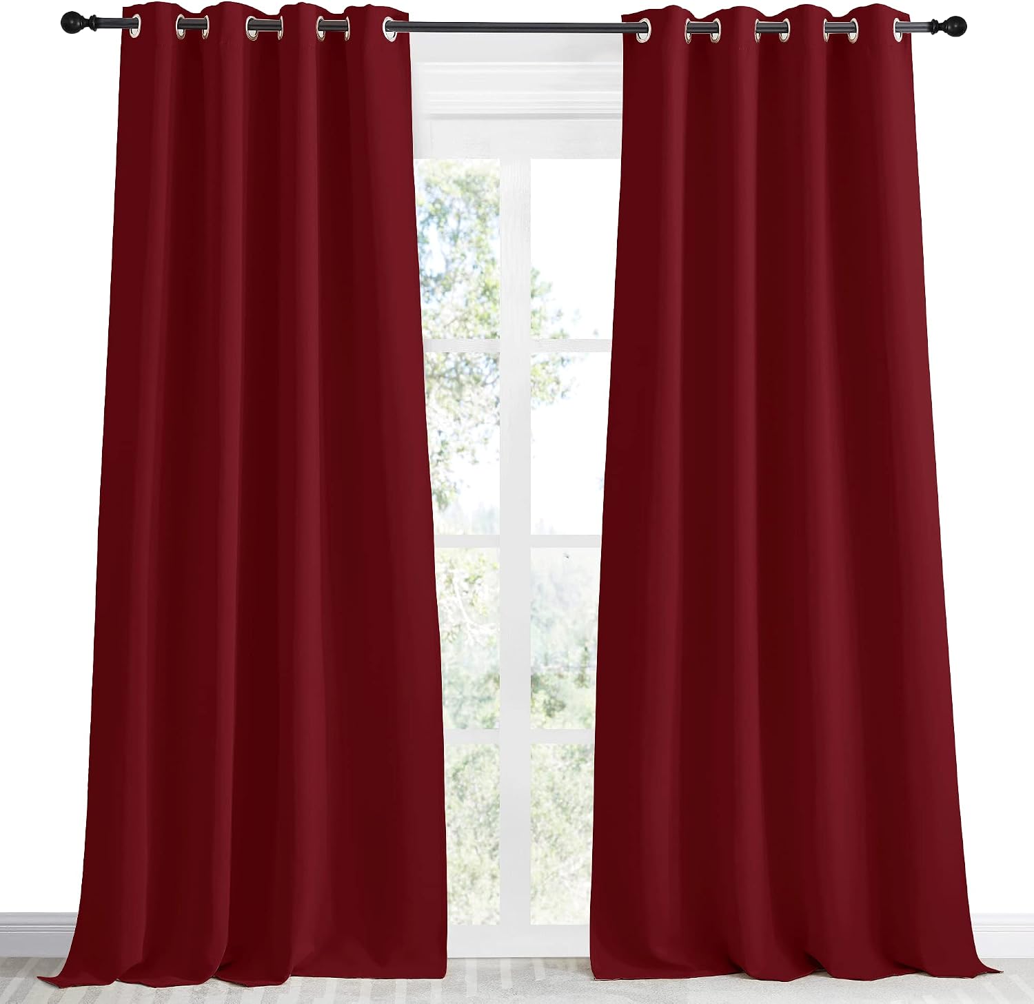 NICETOWN Christmas Burgundy Curtains for Living Room, 55x90 Inch,1 Piece, Burgundy Red, Home Decor Energy Smart Thermal Insulated Window…