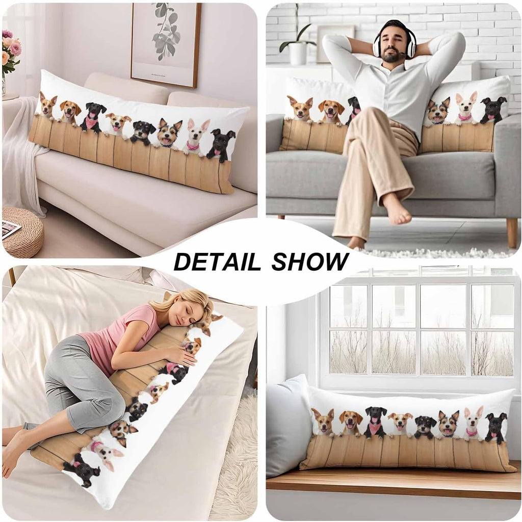 Dog Rectangle Body Pillow Covers Cute Puppy Dogs 20"X54" Couch Body Pillow Pillowcase Decorative Body Pillows Bed Pillow Cushion Covers…