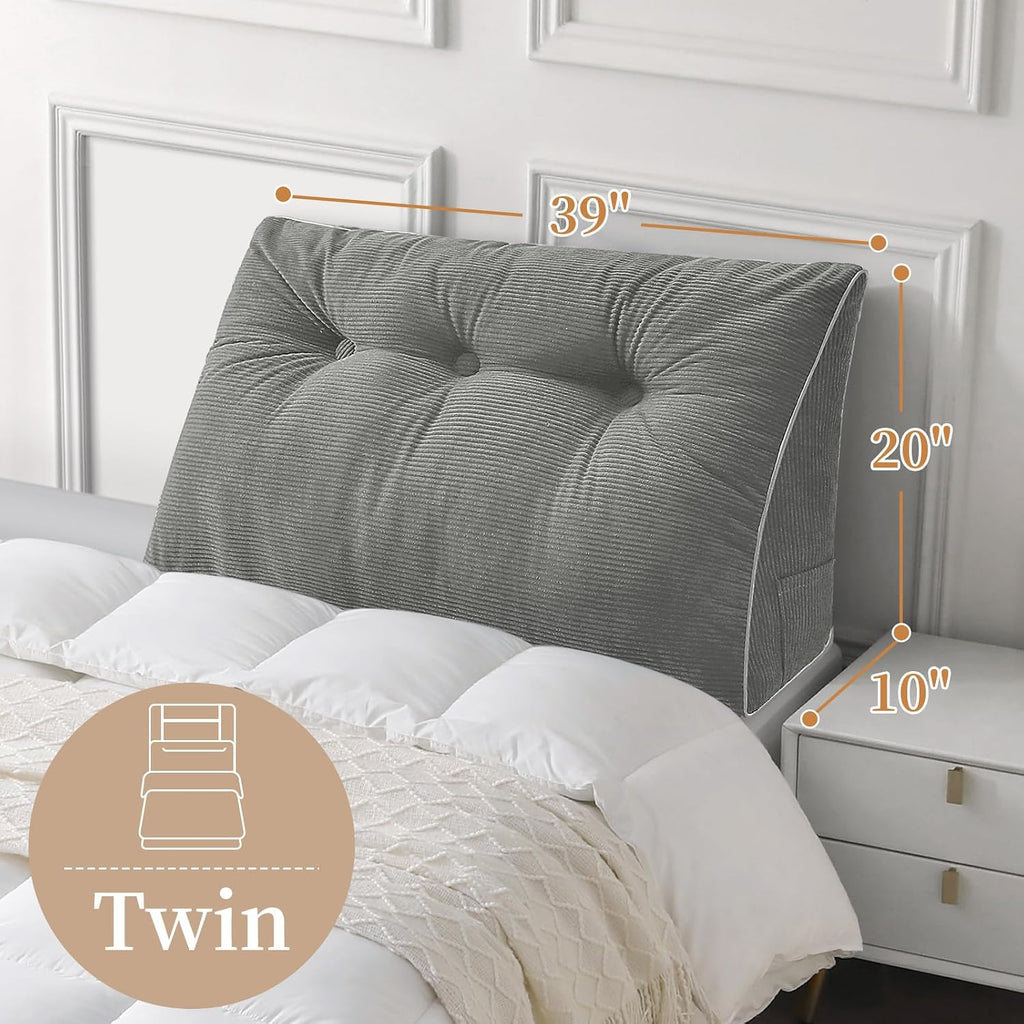 Sasttie Headboard Pillow Twin/Twin XL, Wedge Pillow Headboard for Dorm, Triangular Daybed Backrest Cushion for Sitting or Reading in Bed, w…