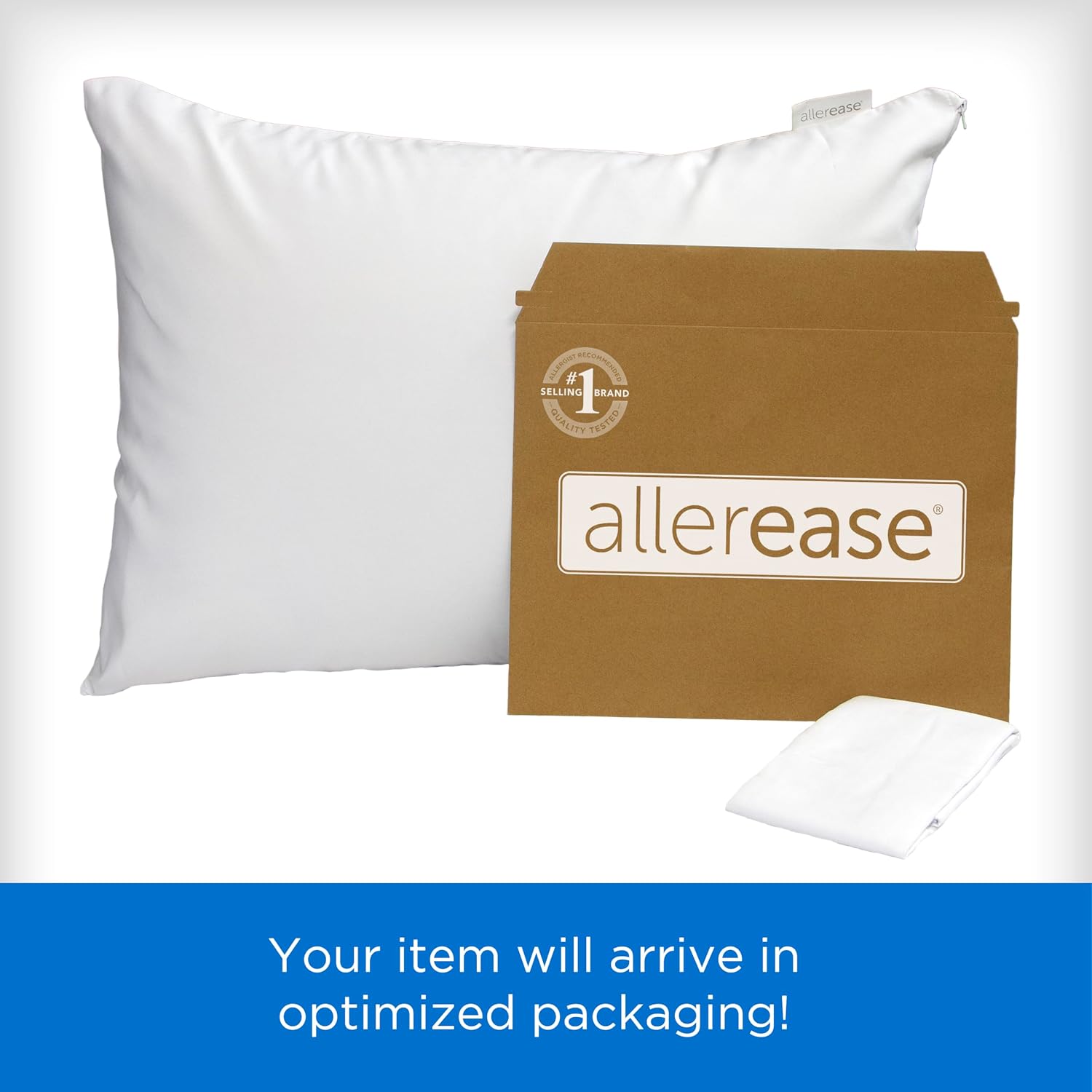 AllerEase Maximum Pillow Protector Particle Barrier Soft Comfortable Machine Washable Zippered Pillow Cover, White King Size, 2 Pack White…